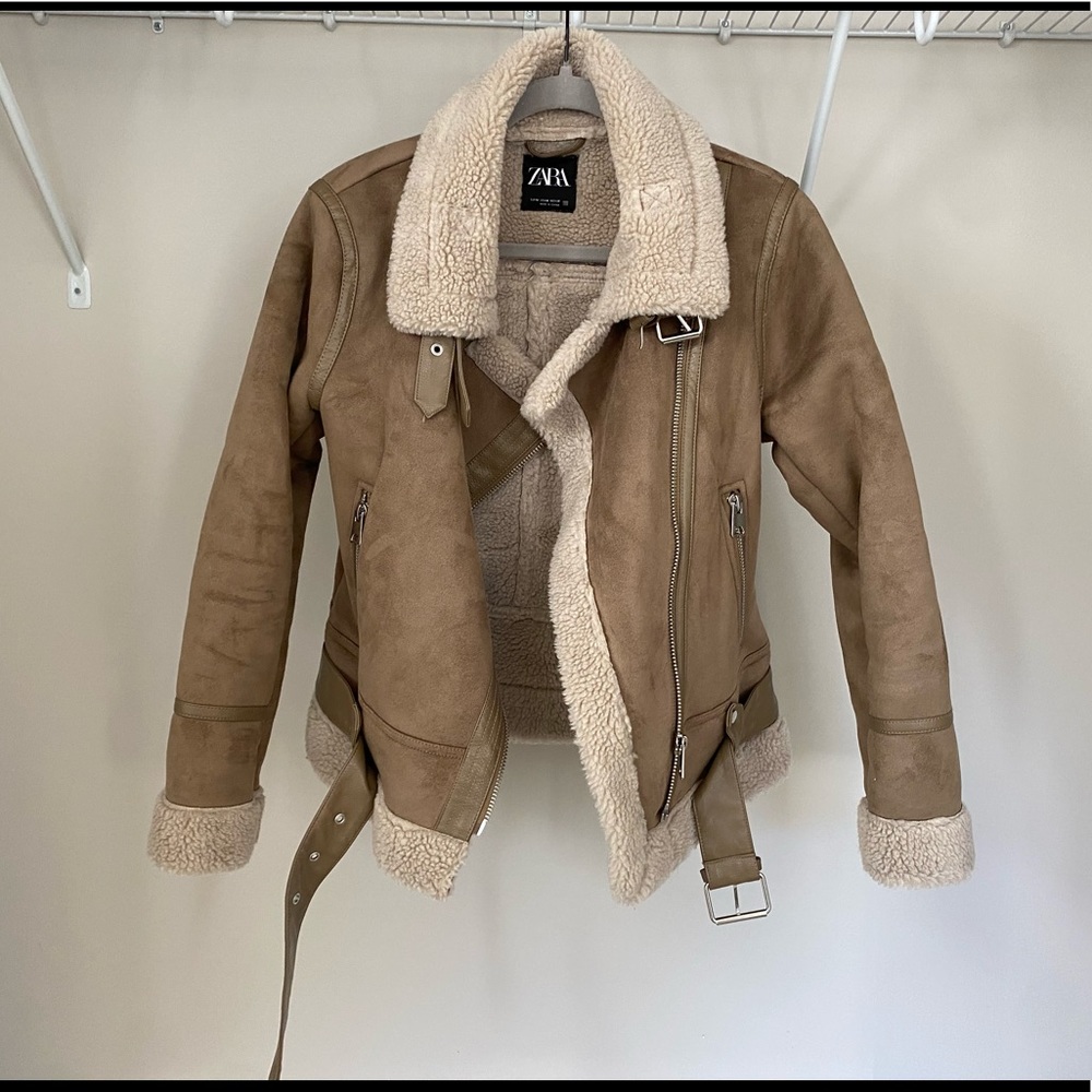 zara sherpa collar jacket